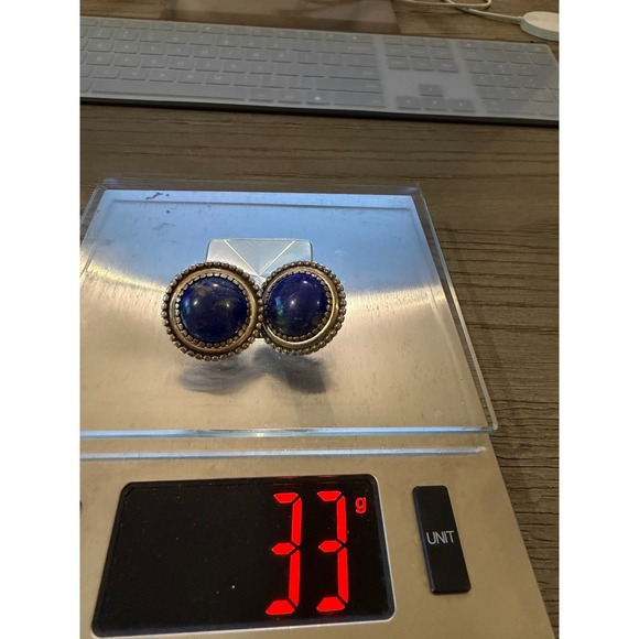 Ned Bowman B.C. Silver Sterling Lapis Earrings LARGE 33 Grams Round Art To Wear - Picture 8 of 8